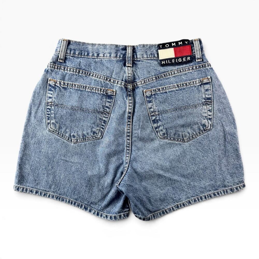 Vintage Tommy Hilfiger Jeans Shorts Womens 26 27 High Rise Denim Flag 90s Y2K